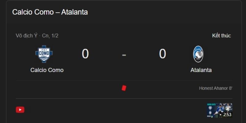 Kết Quả Bóng Đá Como Và Atalanta Ngày 01/02/2026 đầy kịch tính
