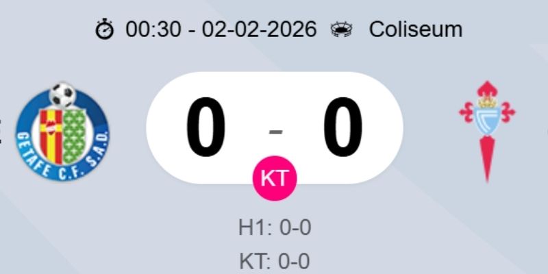 Kết quả bóng đá Getafe và Celta Vigo ngày 02/02/2026 vinh danh thủ môn